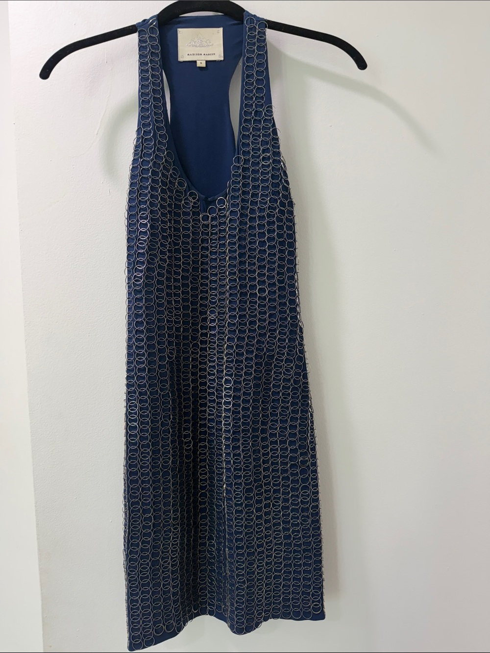 Madison Marcus Navy & White Geometric Midi Dress